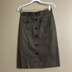 Talbots Dark Olive Pencil Skirt with Button Detail